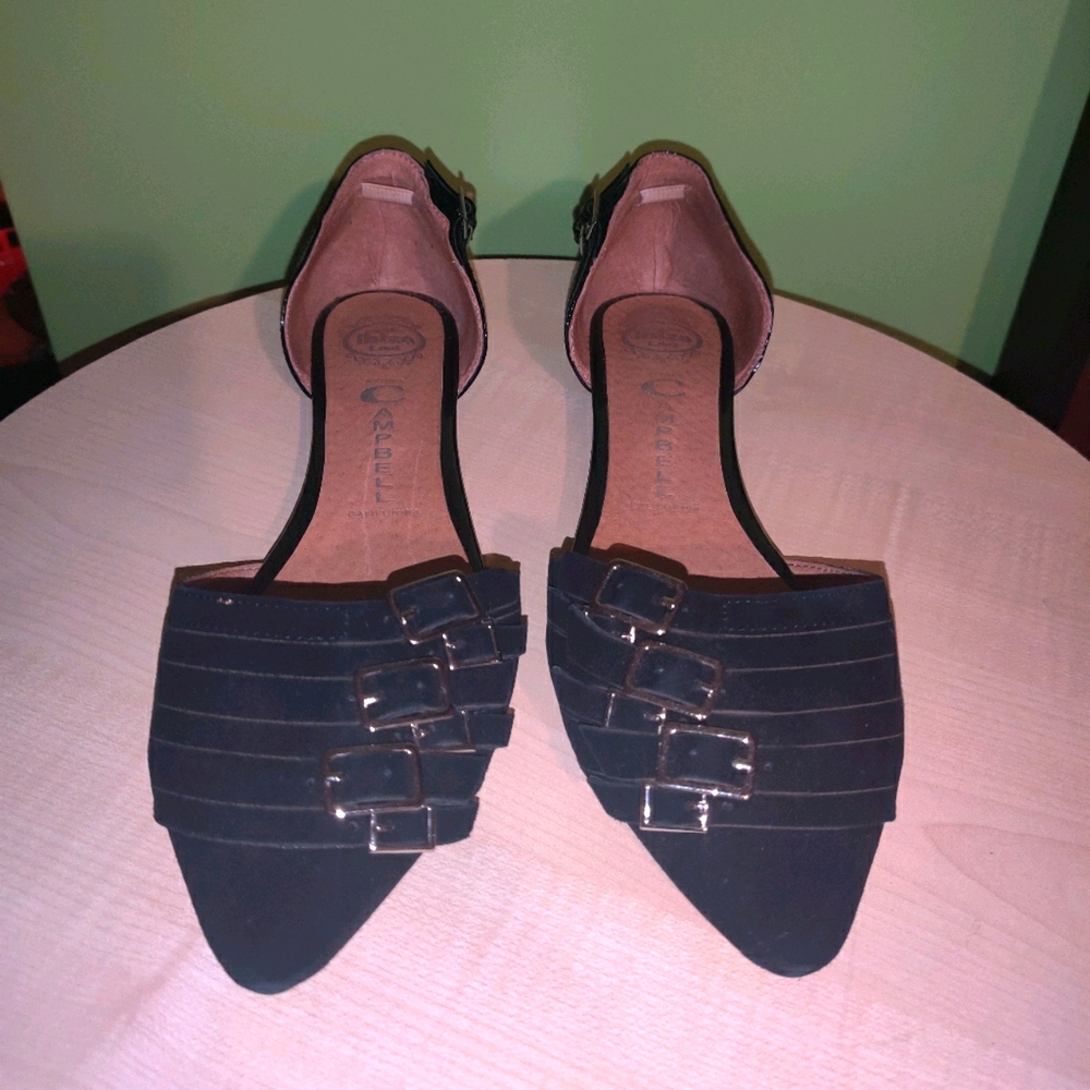 Jeffrey campbell taken slip on black suede flats